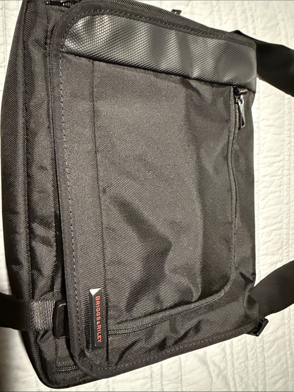 Briggs & Riley Black Men's Messenger Bag with Front Zip